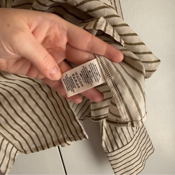 Free People Making Memories Button Down Blouse Golden Stripes Women’s Size Large - Picture 8 of 9